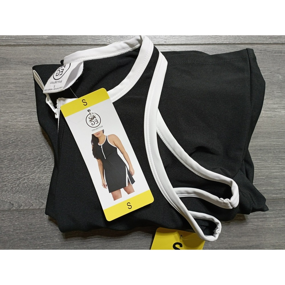 Sage Collective Active Sport Dress Womens Small Black White Trim Tennis
